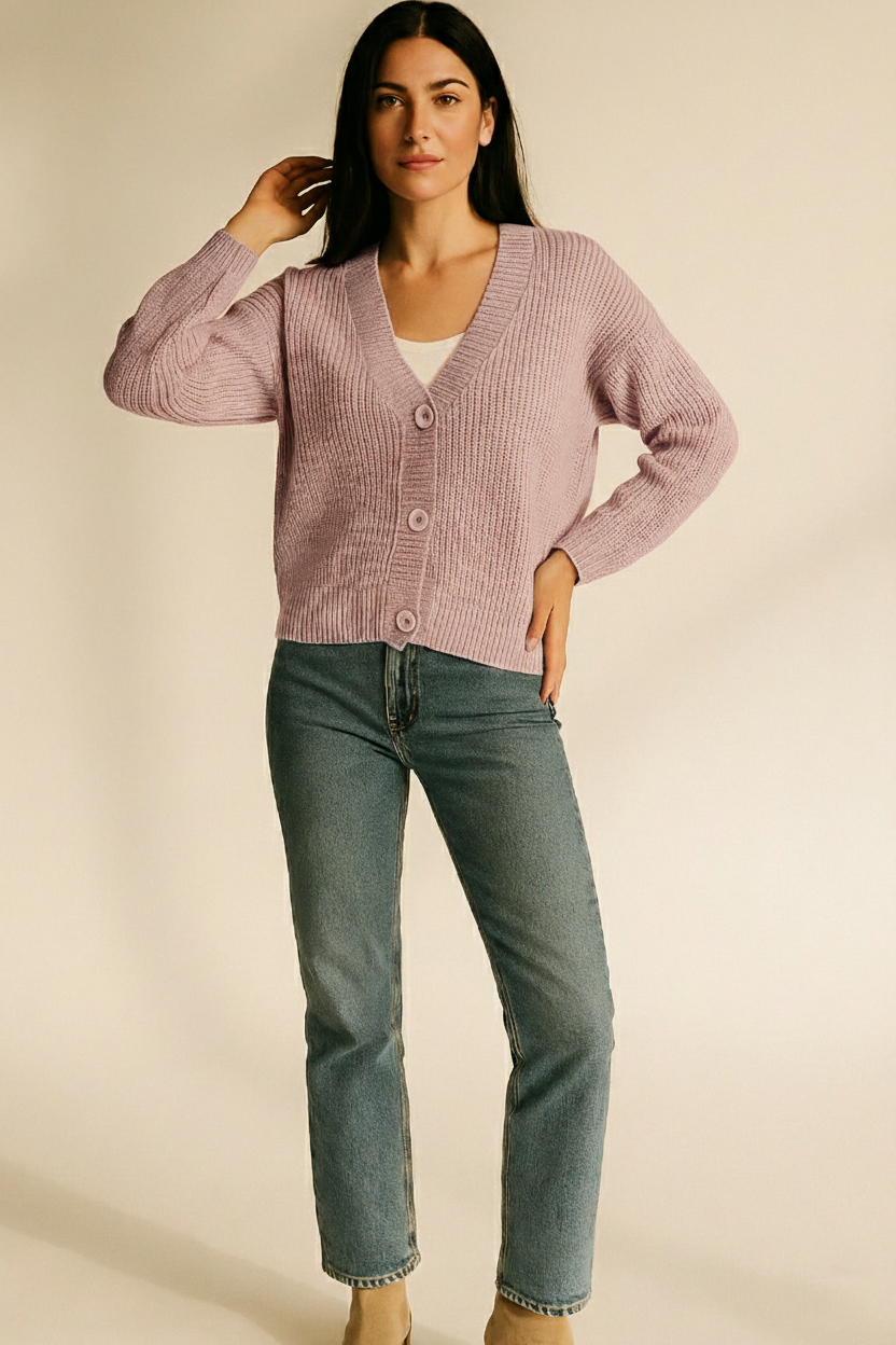 Chunky Knit Button-Up Sweater