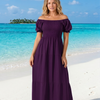 Basic Wear Club | Plain Rayon Cotton Short Sleeves Maxi Dress | Summer Dress for Women