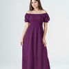 Plain Rayon Short Sleeves Maxi Dress