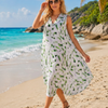 Basic Wear Club | Women's Loose Fit V-Neck Printed Sundress | One Size (Fits Up to 85 KG)