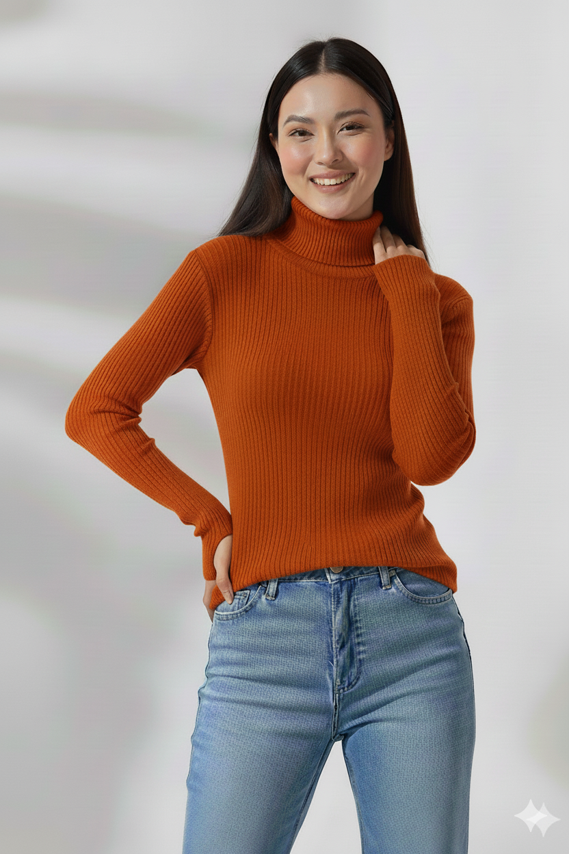 Basic Long Sleeves Ribbed Knit Top – Comfortable and Chic