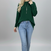 Oversized Knit Sweater – Mock Neck, Long Sleeve, Ribbed Hem