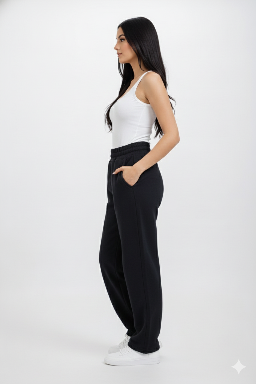 Classic Melton Comfort Black Pants