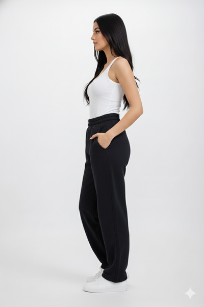Classic Melton Comfort Black Pants
