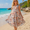 Basic Wear Club | Women's Loose Fit V-Neck Printed Sundress | One Size (Fits Up to 85 KG)