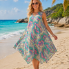 Basic Wear Club | Women's Loose Fit V-Neck Printed Sundress | One Size (Fits Up to 85 KG)