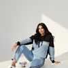 Block Zip Hoodie & Jogger Set – Sky Blue/White
