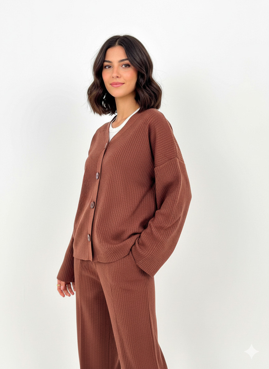 Ribbed Oversized Knit Set – Minimalist Comfort in Motion