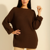 Wide Sleeve Ribbed Knit Sweater with colure