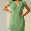 Long V-Neck Cable Knit Sweater Vest