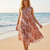 Basic Wear Club | Women's Loose Fit V-Neck Floral Printed Sundress | One Size (Fits Up to 85 KG)