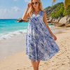 Basic Wear Club | Women's Loose Fit V-Neck Printed Sundress | One Size (Fits Up to 85 KG)