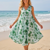 Basic Wear Club | Women's Loose Fit V-Neck Printed Sundress | One Size (Fits Up to 85 KG)