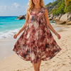 Basic Wear Club | Women's Loose Fit V-Neck Floral Printed Sundress | One Size (Fits Up to 85 KG)