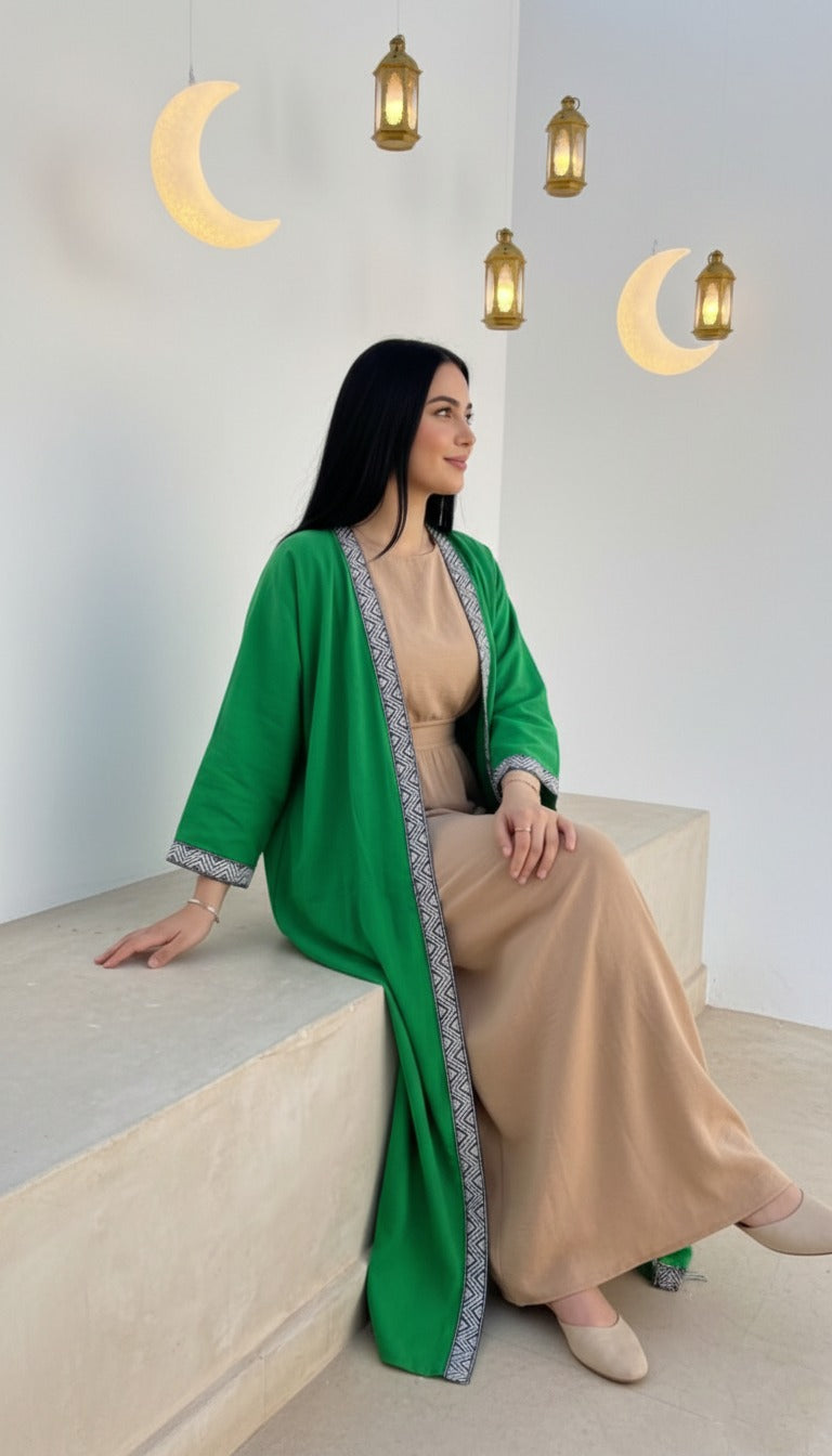 Geometric Trim Open Kaftan