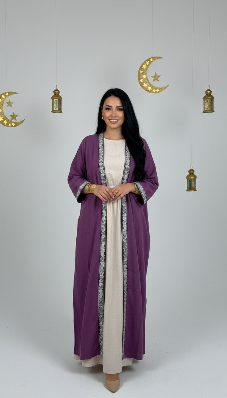 Geometric Trim Open Kaftan