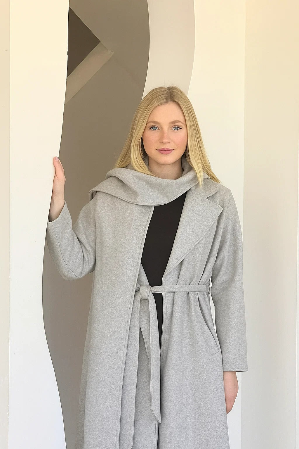 Gray  Wool-Blend Coat 