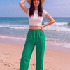 Green Plain Rayon Cotton Pants | Basic Wear Club