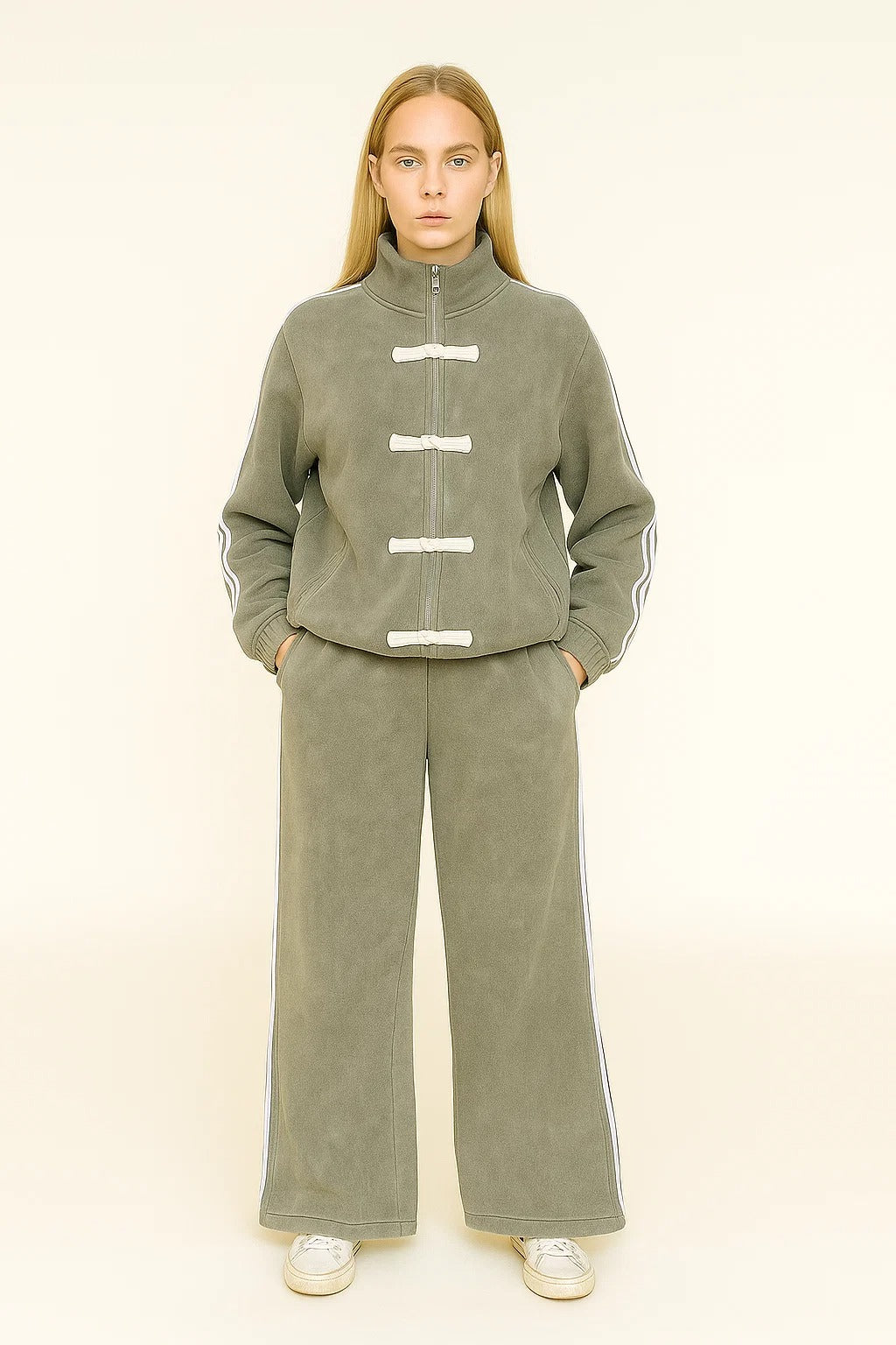 Suede Tracksuit with Bow Accents