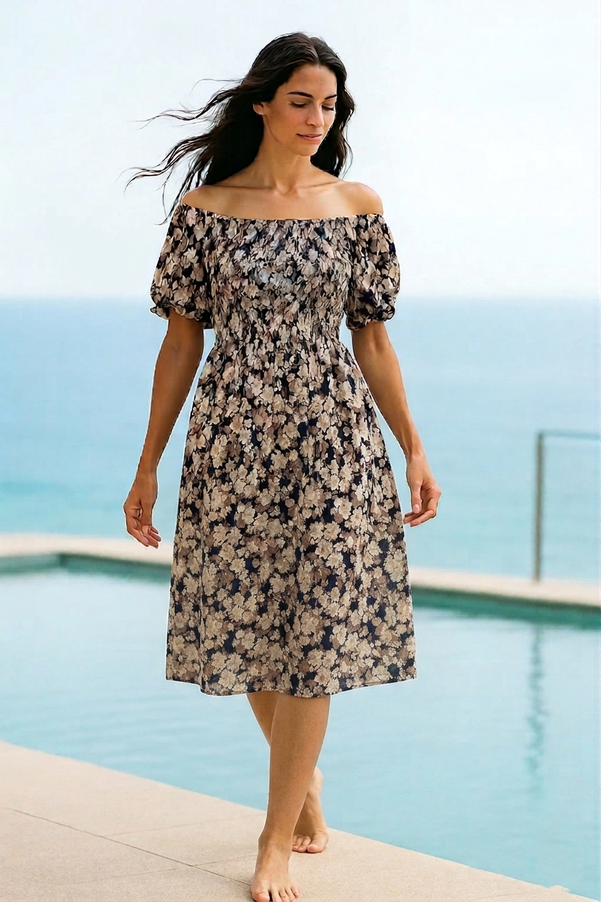 Mini Floral Rayon Cotton Dress | Basic Wear Club