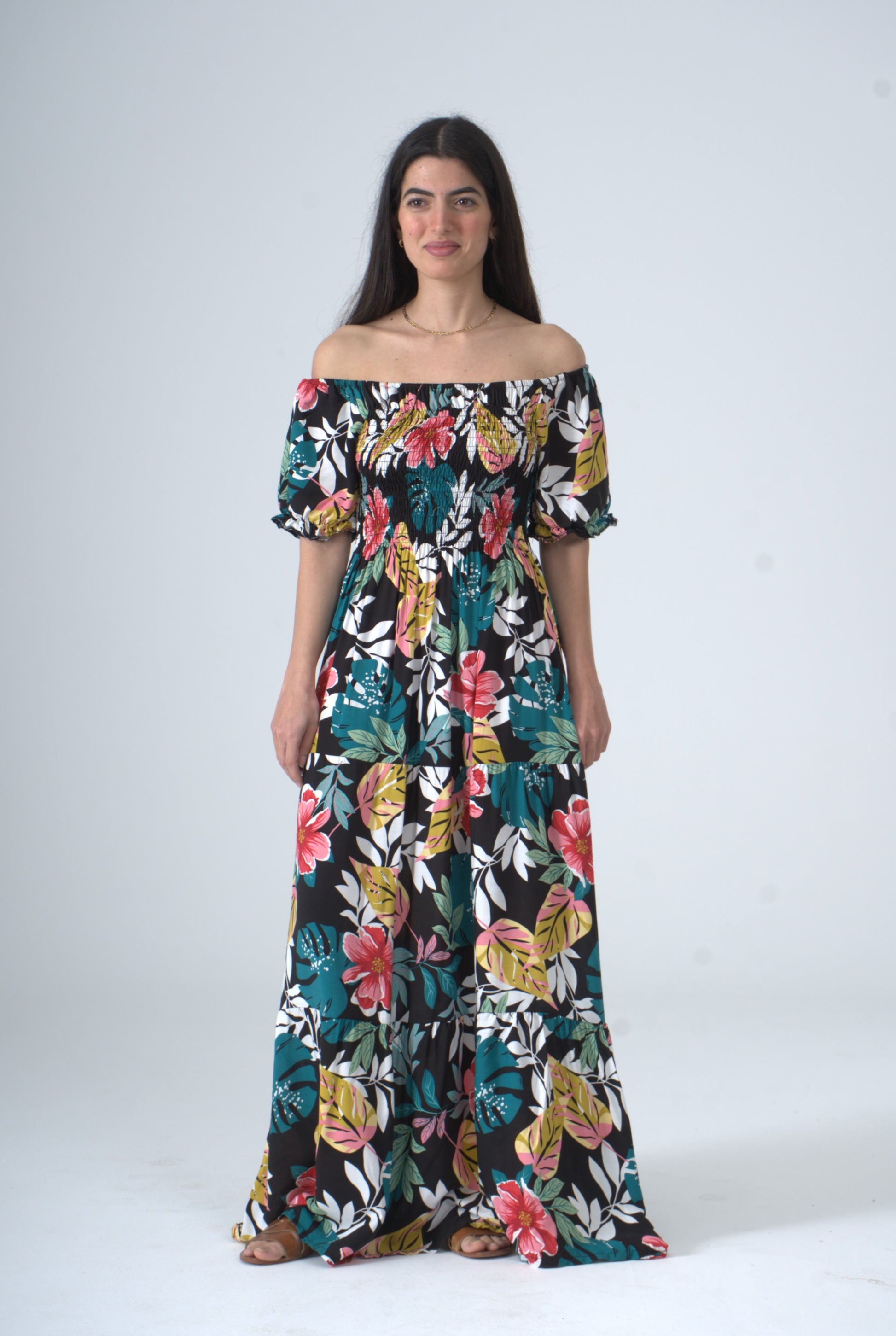 Mixed Floral Maxi Dress | Basic Wear Club