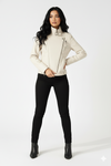  Off White Faux Leather Biker Jacket