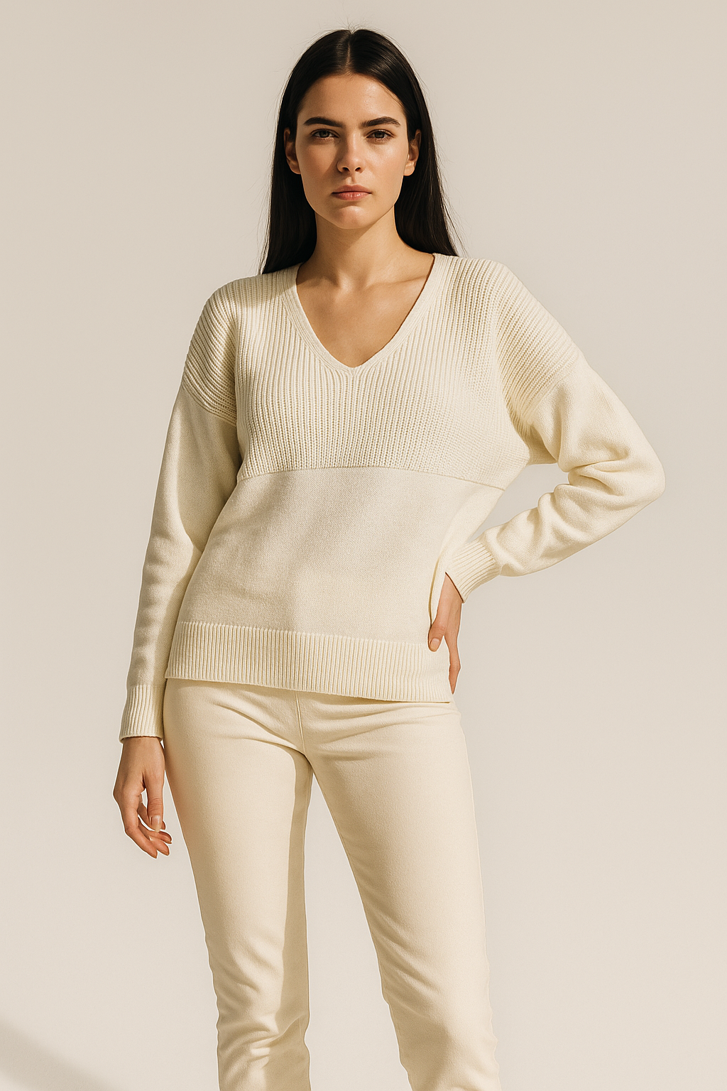 Off white Classic V-Neck Knit Sweater
