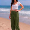 Olive Green Plain Rayon Cotton Pants | Basic Wear Club