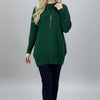 Oversized Knit Sweater – Mock Neck, Long Sleeve, Ribbed Hem Green