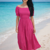 Pink 6| Plain Rayon Cotton Maxi Dress | Basic Wear Club