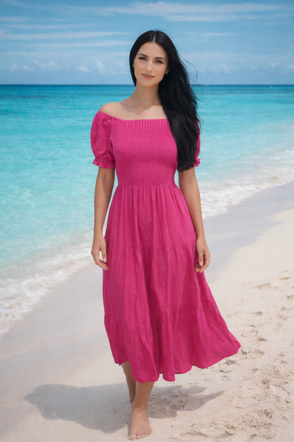 Pink 6| Plain Rayon Cotton Maxi Dress | Basic Wear Club