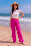 Pink Plain Rayon Cotton Pants | Basic Wear Club