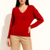 Red Classic V-Neck Knit Sweater
