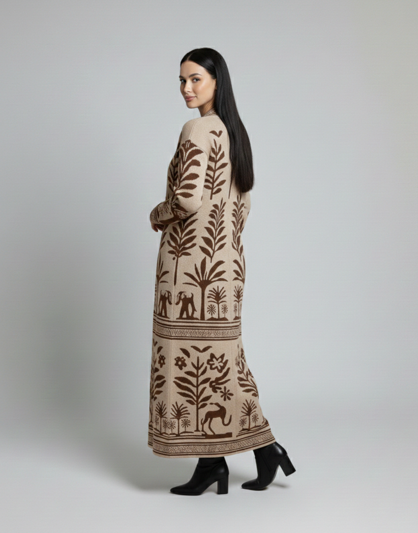 Statement Print Open Knit Kimono