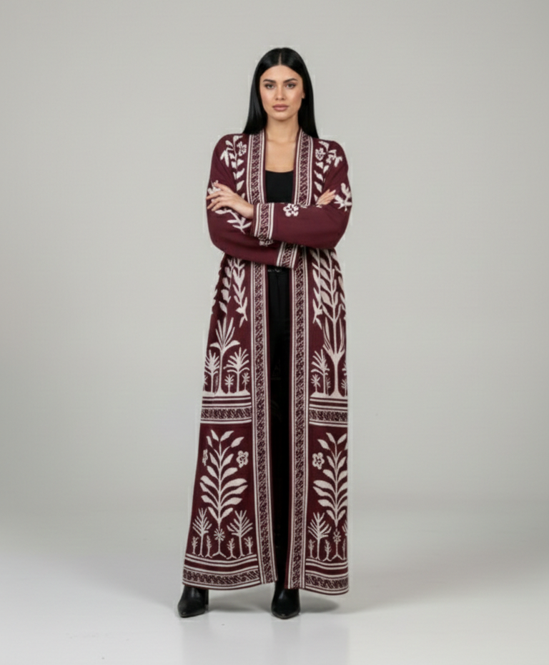 Statement Print Open Knit Kimono