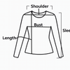 Diagram of a long-sleeve shirt with labeled parts on a white background