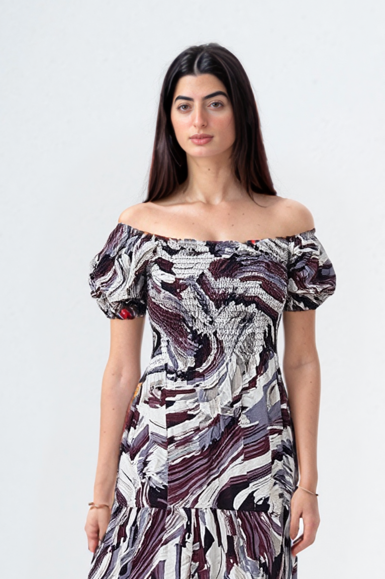 Flory Rayon Cotton Short Sleeves Maxi Dress