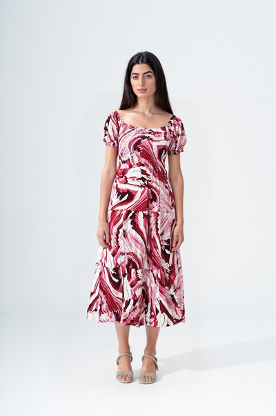 Flory Rayon Cotton Short Sleeves Maxi Dress
