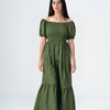 Plain Rayon Short Sleeves Maxi Dress
