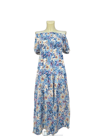 Flory Rayon Short Sleeves Maxi Dress