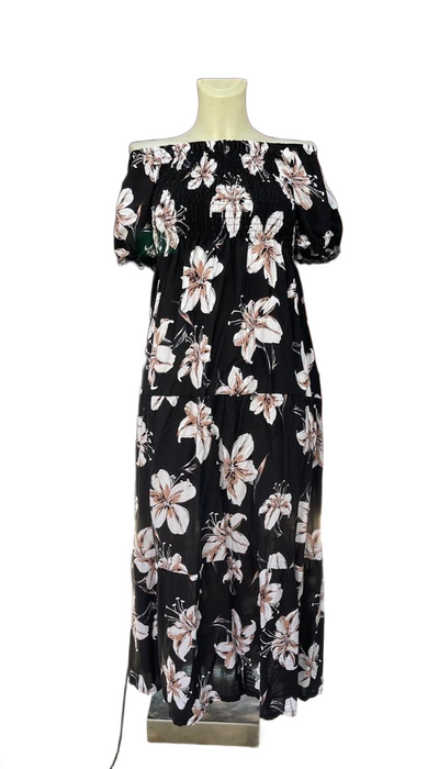 Flory Rayon Short Sleeves Maxi Dress