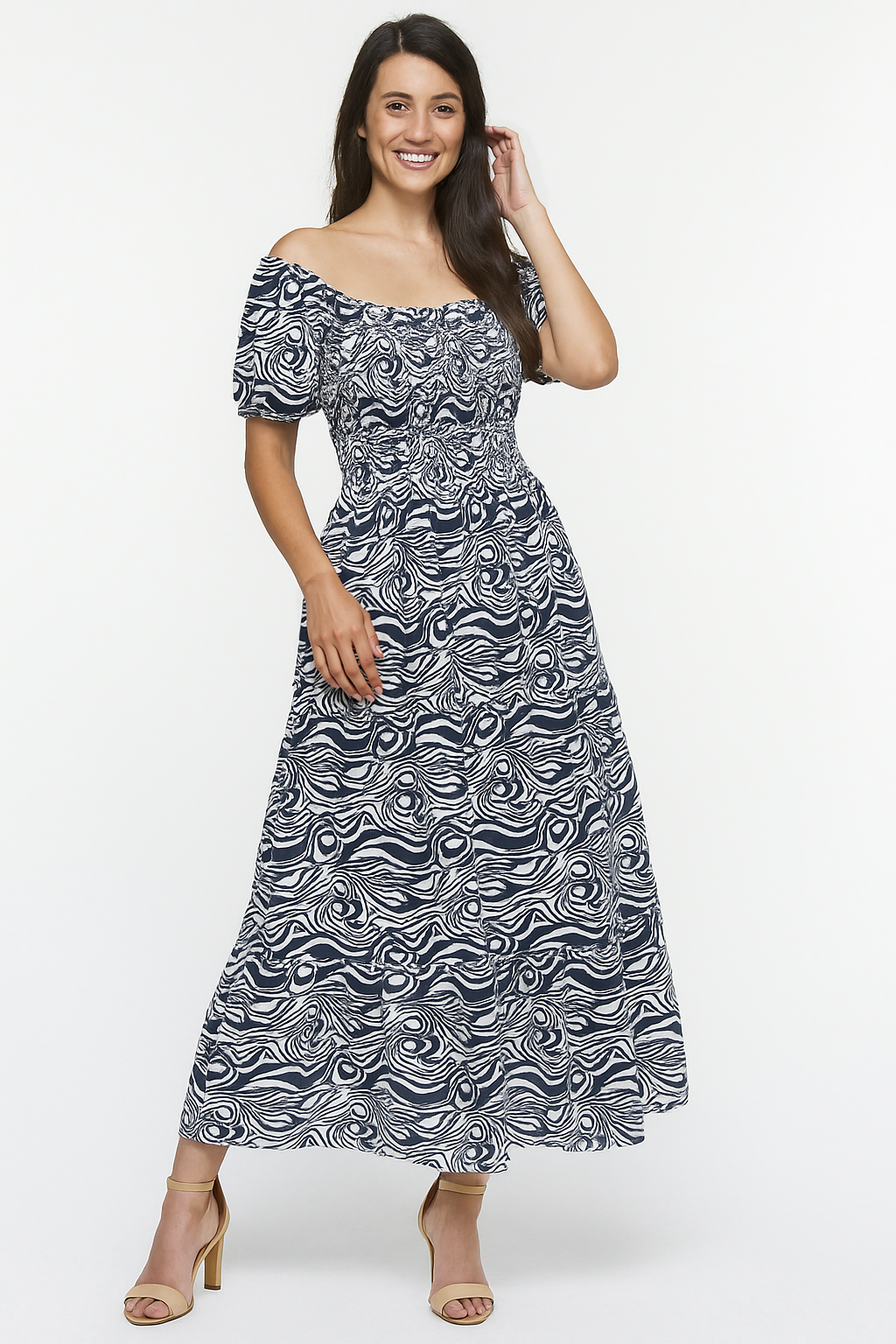 Flory Rayon Short Sleeves Maxi Dress