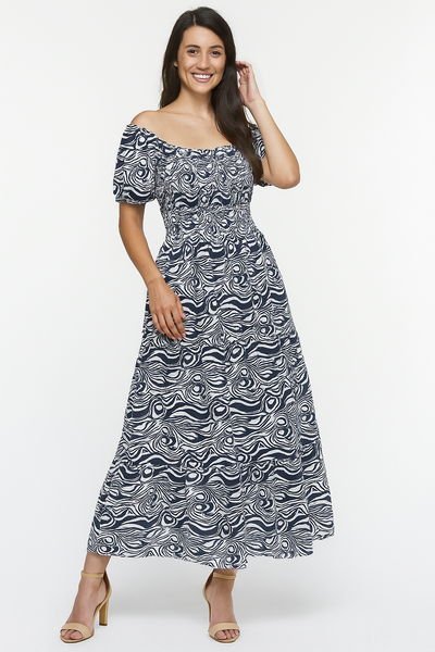Flory Rayon Short Sleeves Maxi Dress
