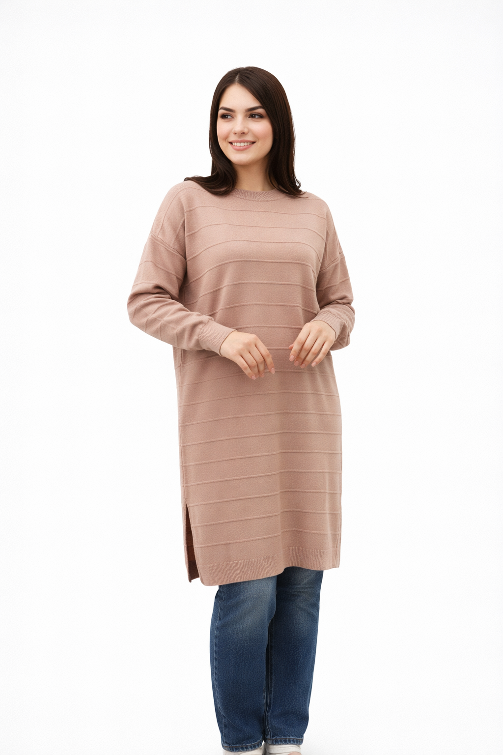 Textured Stripe Knit Tunic