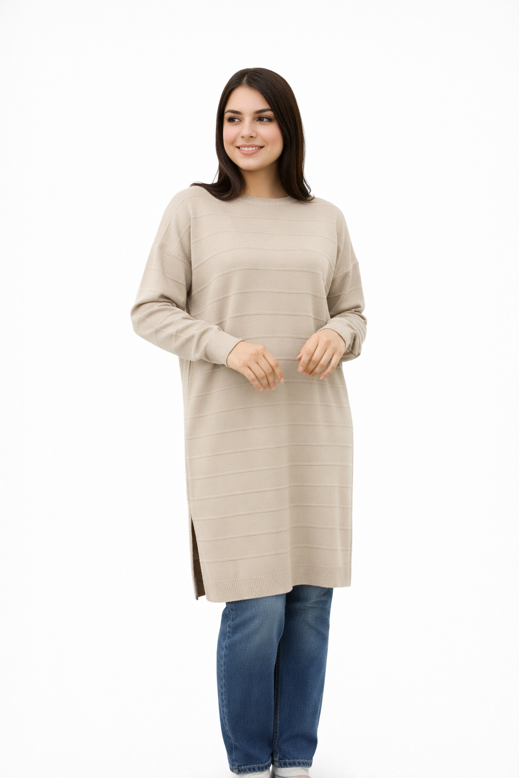 Textured Stripe Knit Tunic