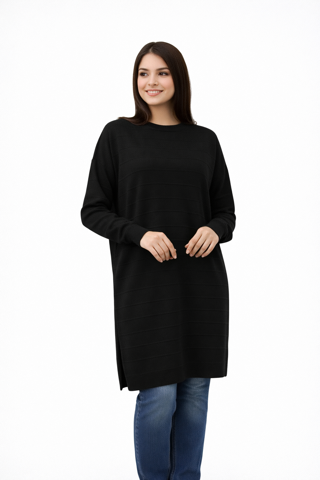 Textured Stripe Knit Tunic