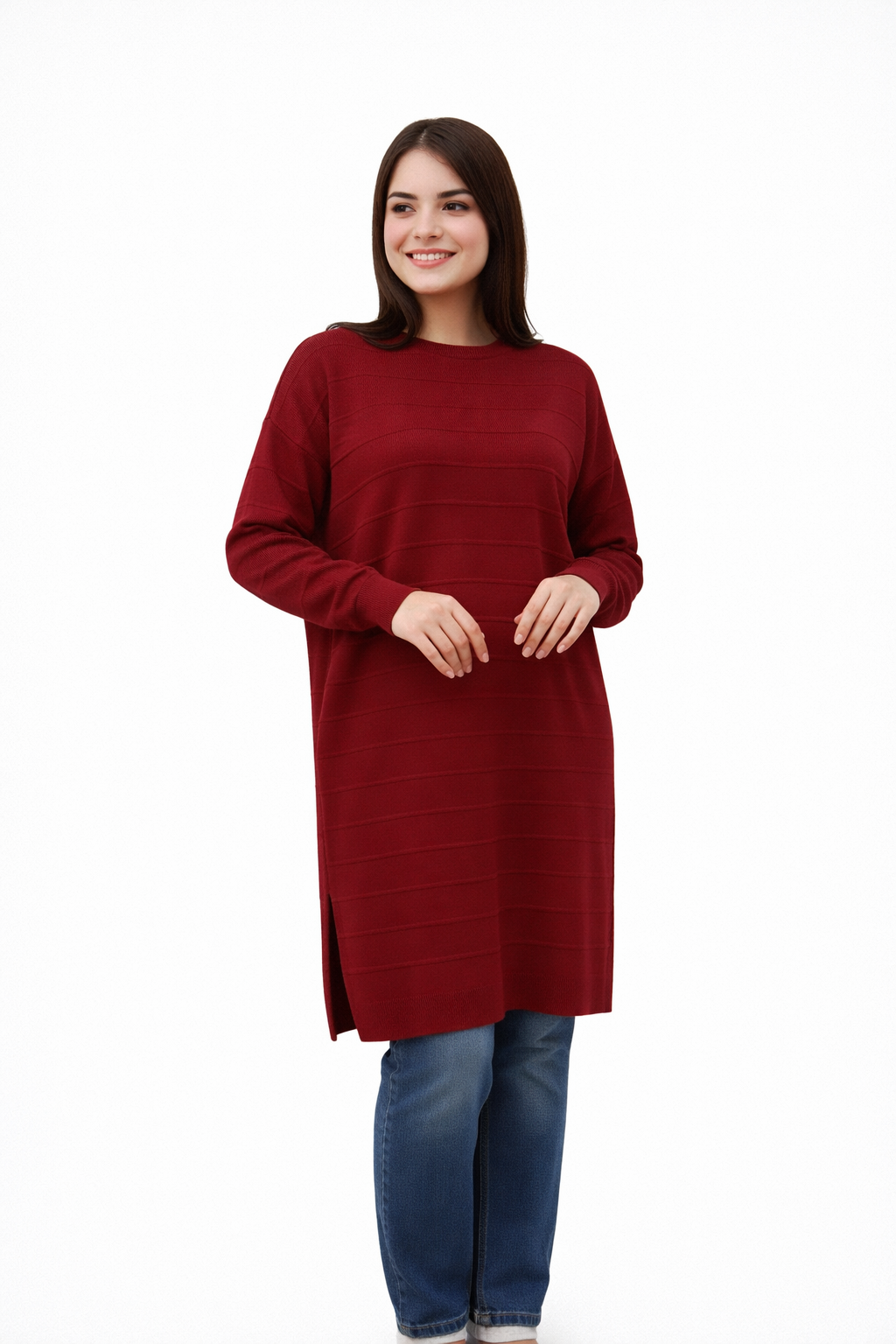 Textured Stripe Knit Tunic