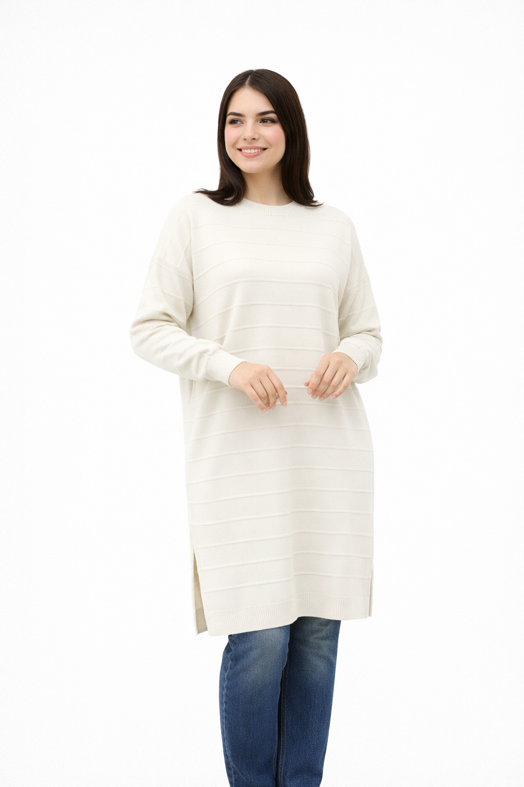 Textured Stripe Knit Tunic
