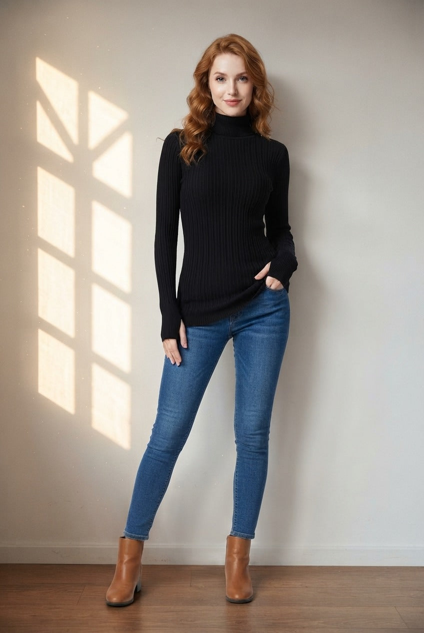 Turtleneck Knit Basic Sweater