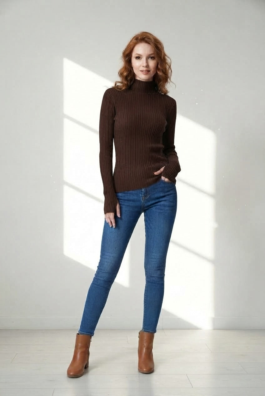 Turtleneck Knit Basic Sweater